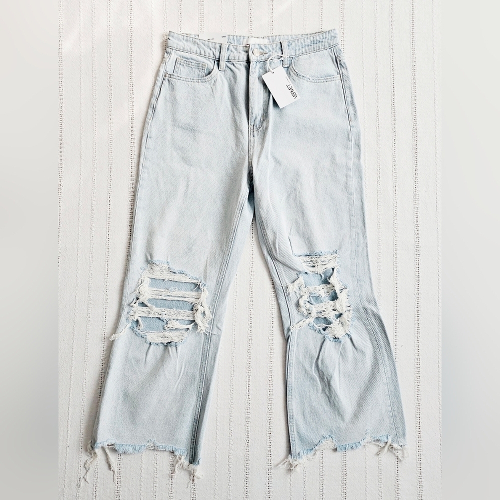Vervet High Rise 90's Vintage Flare Jeans Cropped Cotton Retro Leslie 29 NEW - Picture 5 of 12